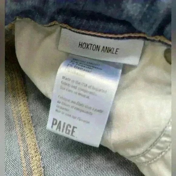 PAIGE Denim Jeans Hoxton Ankle Size 28 Medium Blue Frayed Hem Distressed - Picture 7 of 12